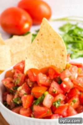 salsa fresca with a tortilla chip