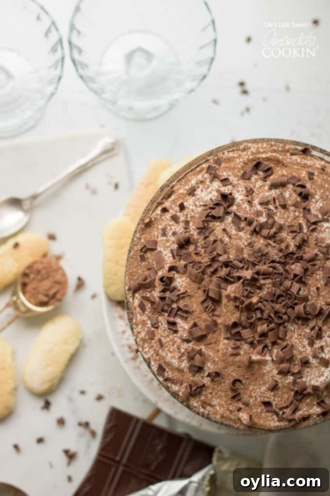 Tiramisu trifle from above