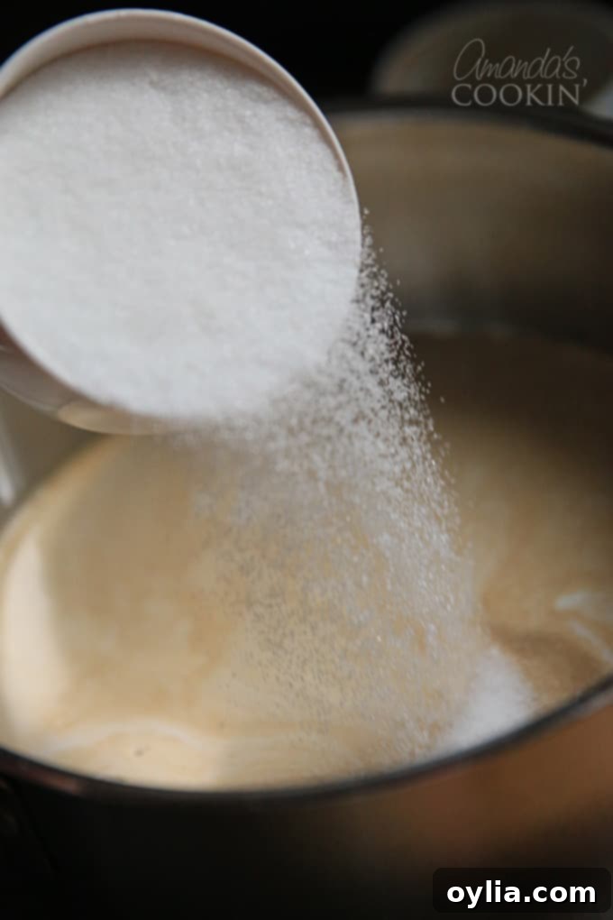 Combine cream, milk, sugar, espresso, and vanilla in a saucepan for Espresso Creme Brulee.