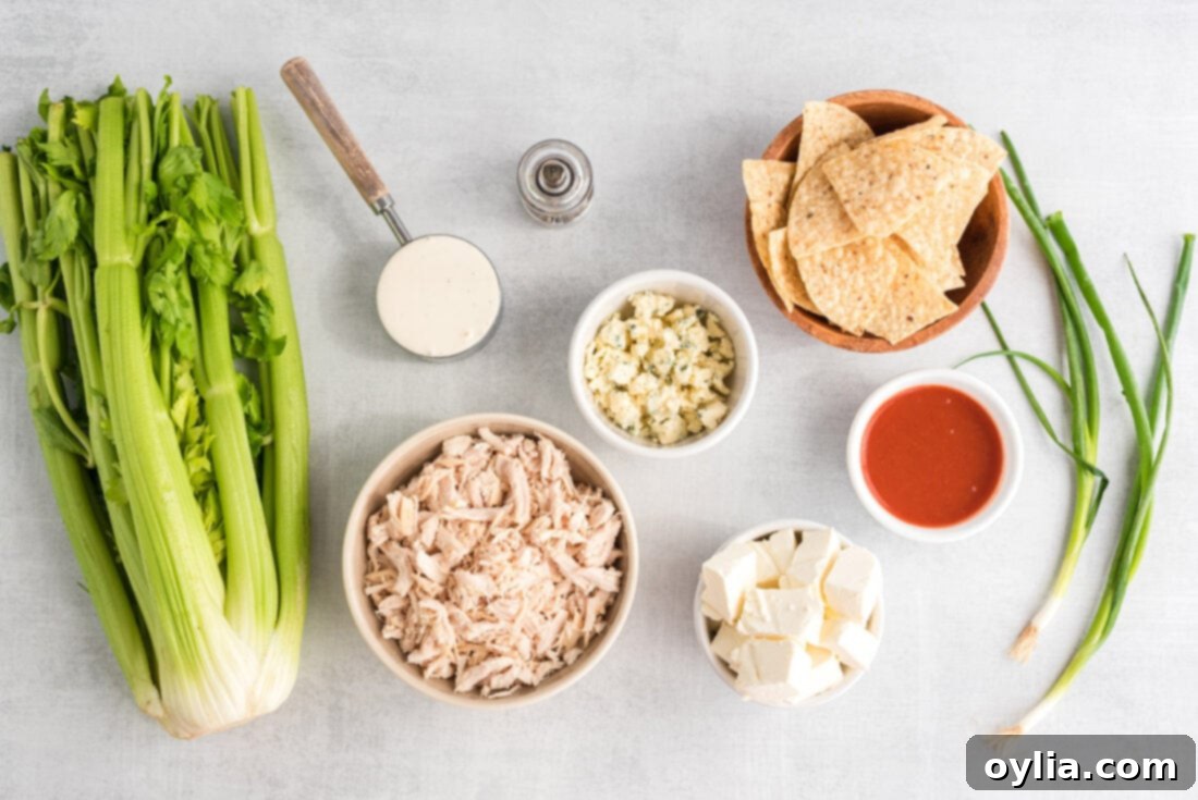 ingredients for Buffalo Chicken Dip