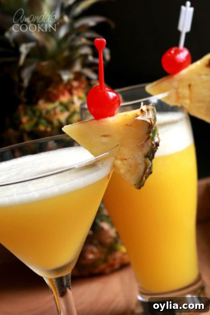 Rum Cruiser Cocktail in martini and tall glasses