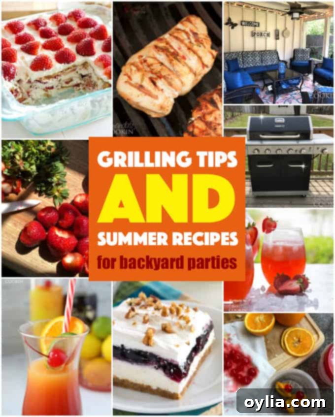 Backyard Party: Grilling Tips & Summer Recipes, with delicious food and drinks on a table.