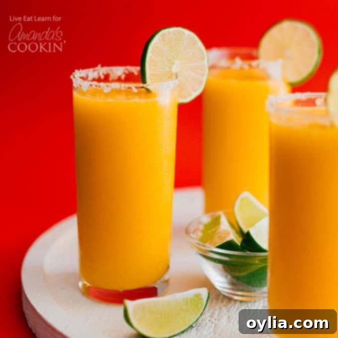 3 glasses of mango margarita slush