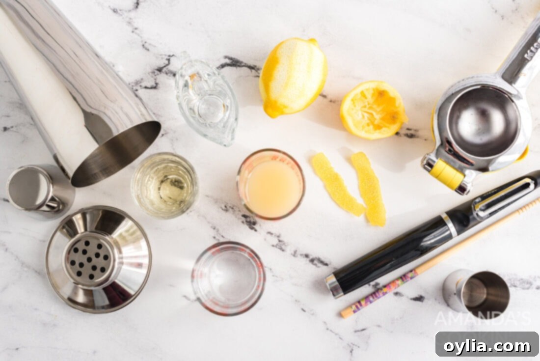 Zesty Lemon Drop Martini 4 ingredients for lemon drop cocktail