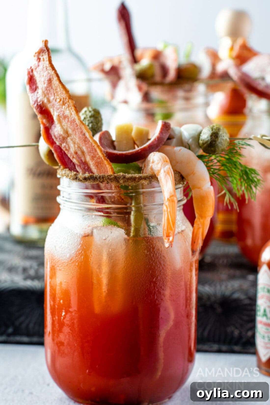 bloody mary drink with cocktail pick