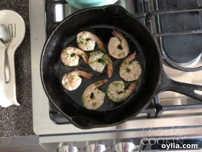 cooking shrimp in cast iron skillet