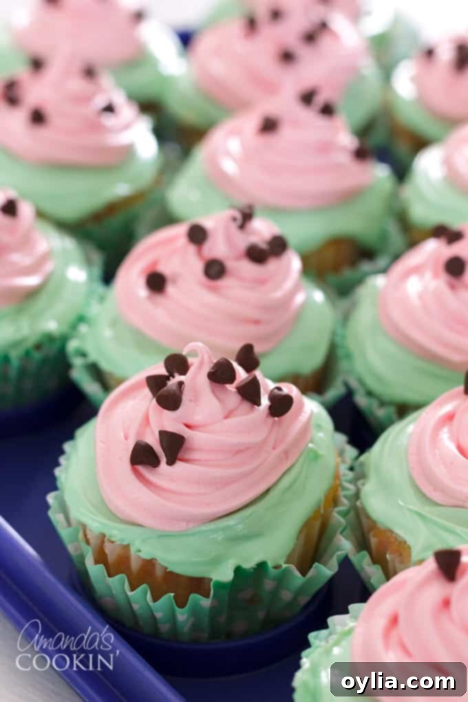 Vibrant Watermelon Poke Cupcakes ready for a summer party