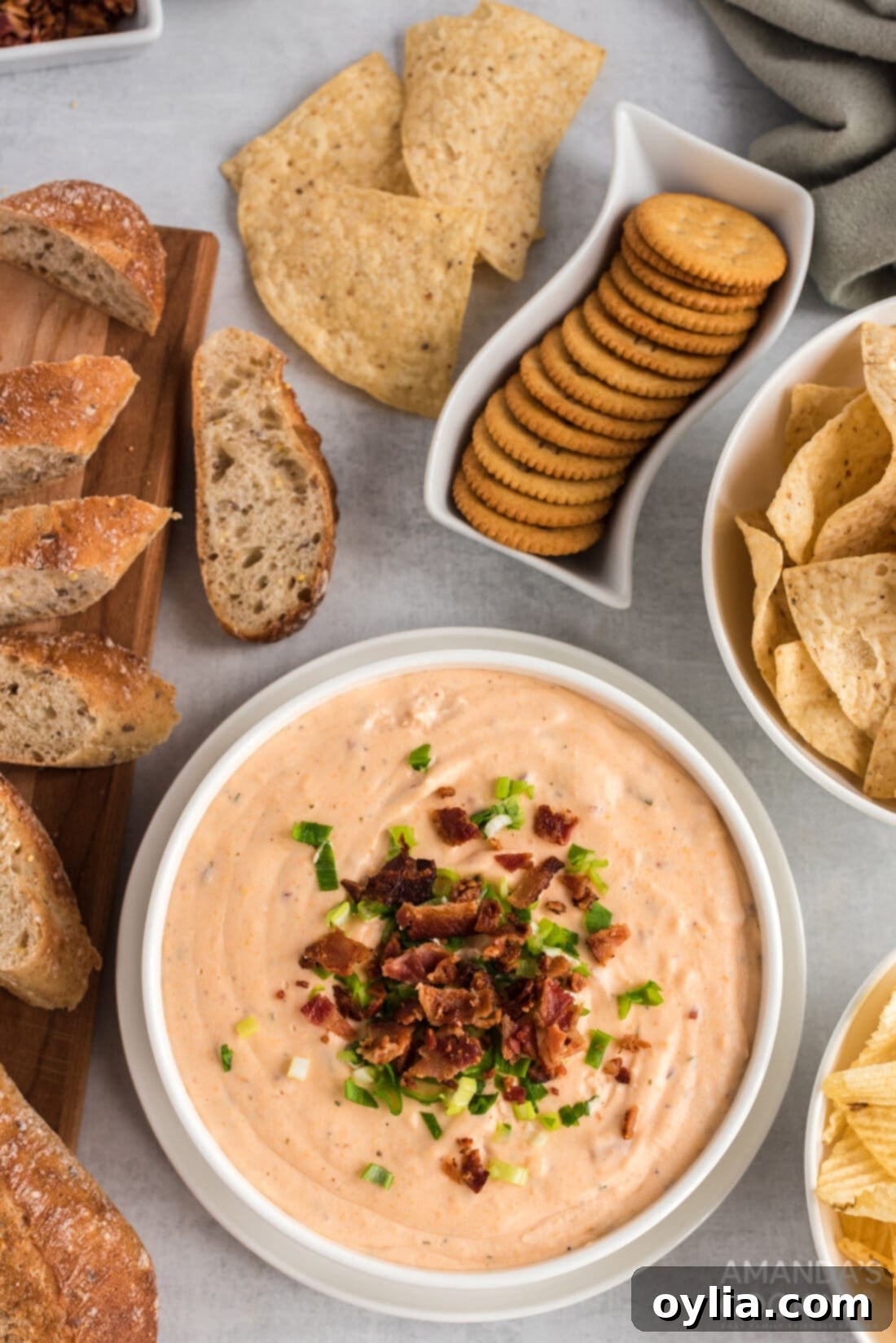 Creamy Crockpot Queso 3 Crockpot Cheese Dip in a bowl surrounded by crackers