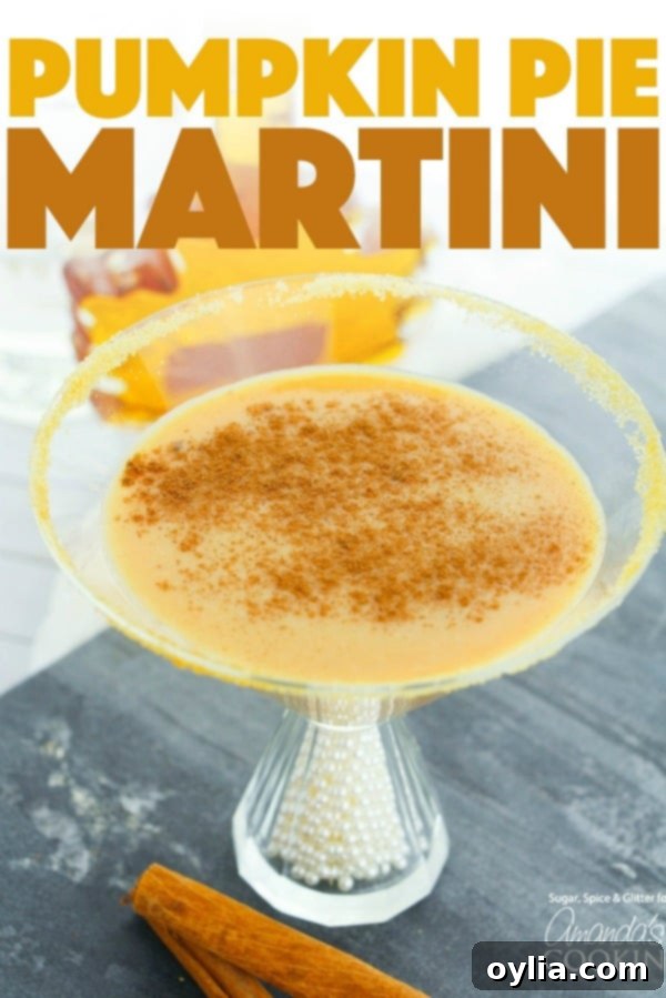 This Pumpkin Pie Martini is a delicious dessert cocktail and is perfect for fall gatherings like Thanksgiving or even Halloween parties! #pumpkin #pumpkinpie #pumpkinspice #cocktails #fall #thanksgiving Pumpkin Pie Martini, a delightful dessert cocktail perfect for fall celebrations like Thanksgiving or Halloween.