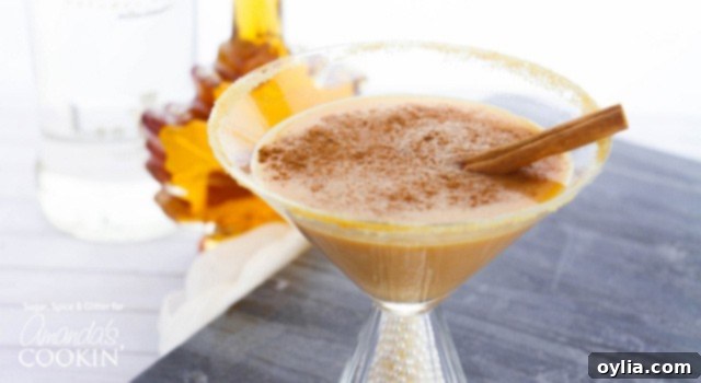 A beautifully presented Pumpkin Pie Martini, ready to serve.