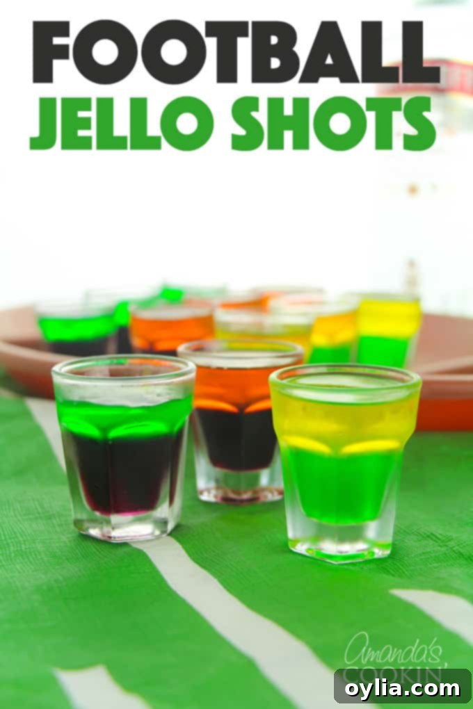 Pinterest Pin: Football jello shots for tailgating with team colors