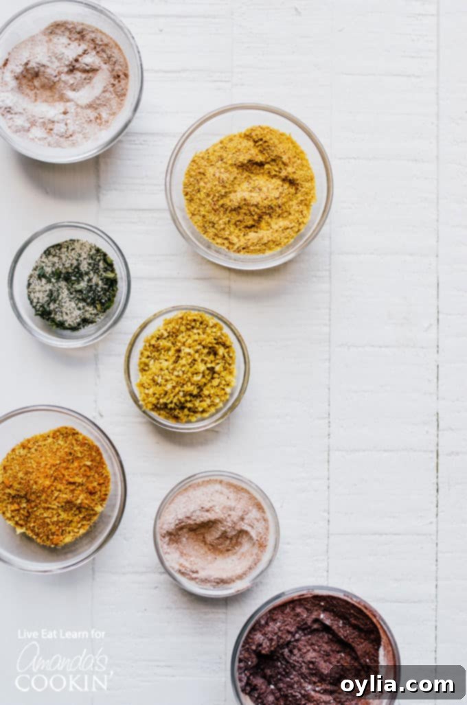 popcorn seasonings in small bowls