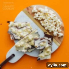 Crunchy popcorn chocolate bark- great for the holidays!
