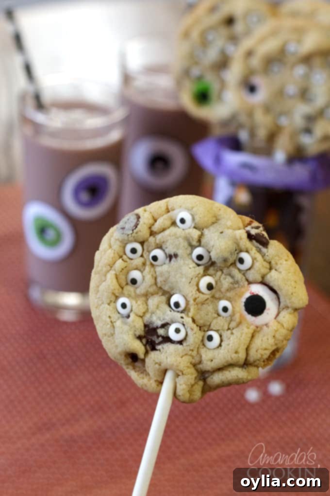 Adorable Monster Eyeball Cookie Pops ready for Halloween
