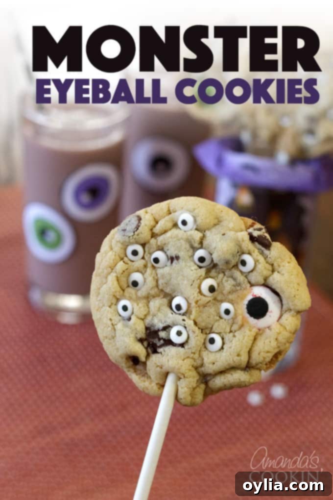 Monster Eyeball Cookie Pops Halloween Pinterest graphic