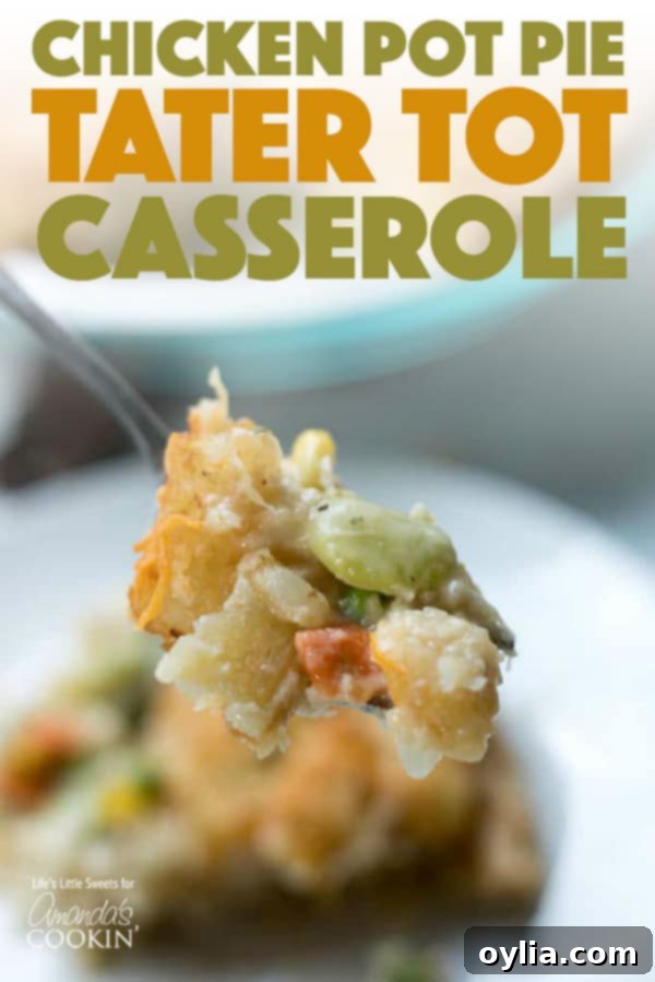 Chicken Pot Pie Tater Tot Casserole, a comforting and easy family meal