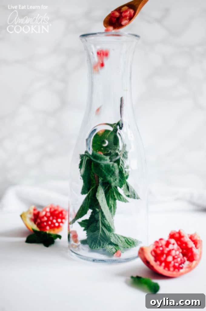 Fresh mint sprigs, a key ingredient in the Holiday Detox Drink, ready to be muddled
