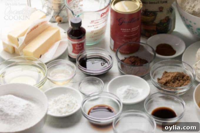 Ingredients for red velvet cake