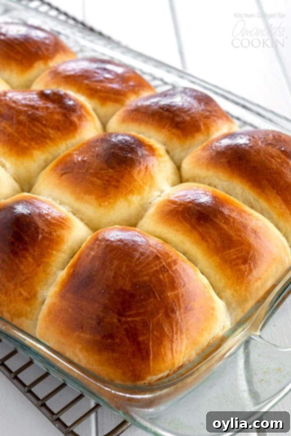 Homemade Hawaiian Rolls in pan