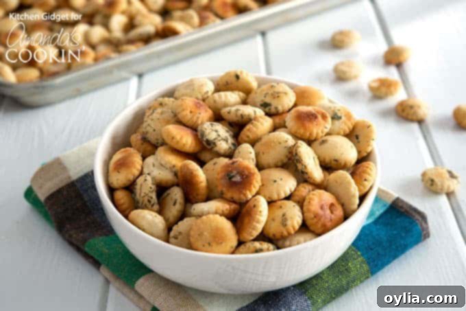 Ranch Seasoned Oyster Crackers in bowl