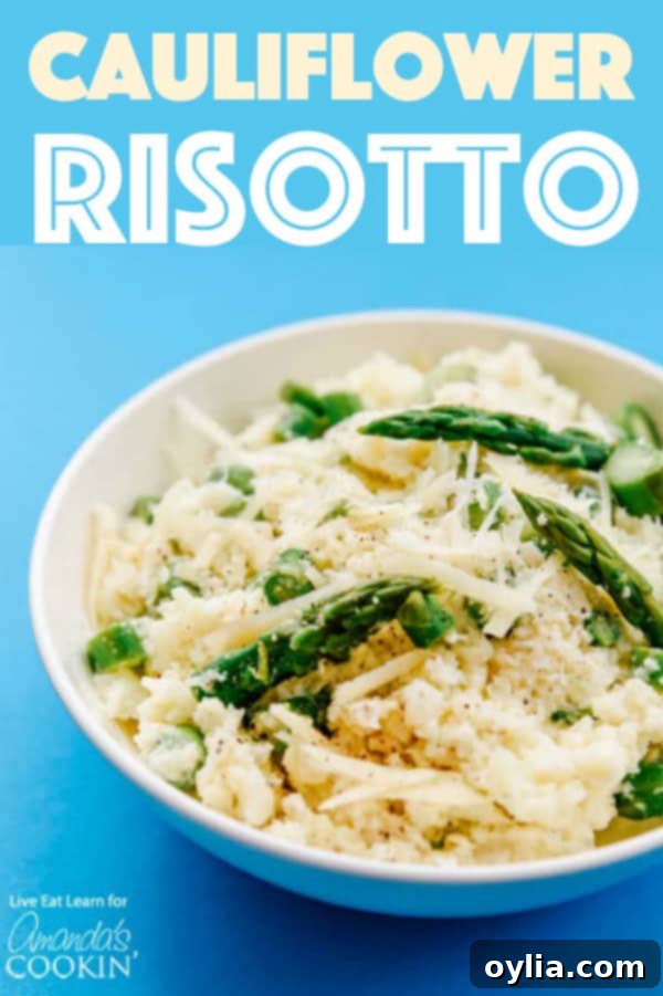 A stunning close-up of creamy cauliflower risotto, perfectly plated