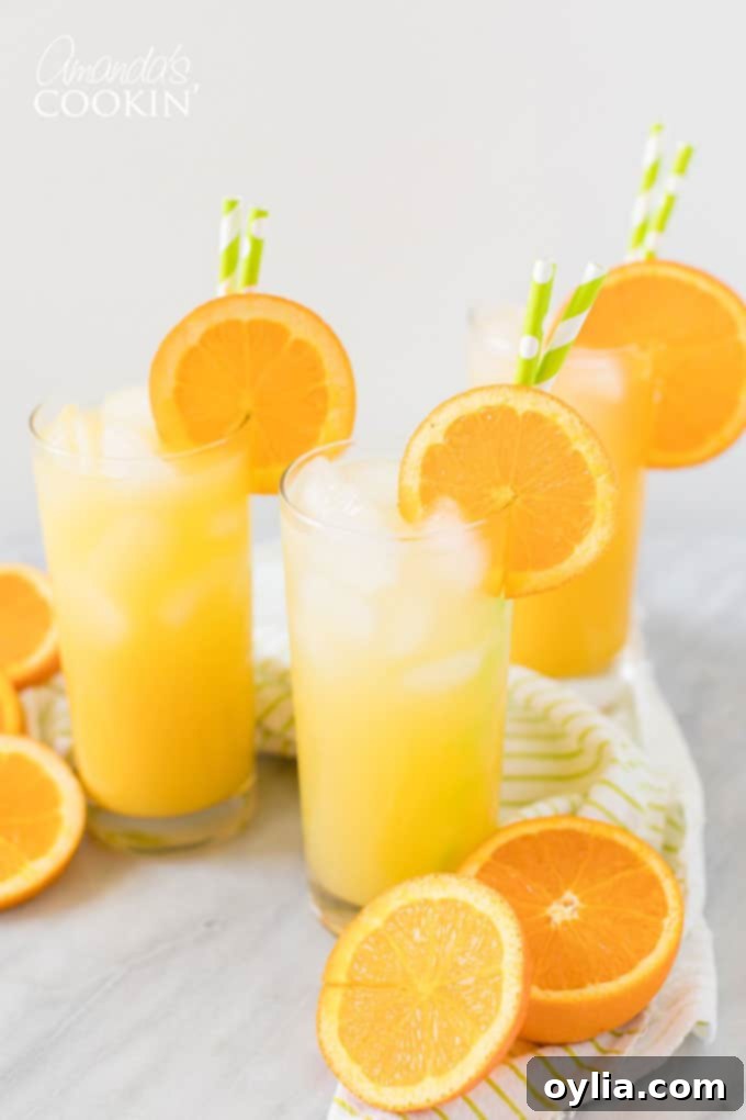screwdriver drink in highball glass with slice or orange garnish