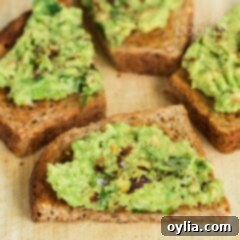 slices of avocado toast on a cutting board