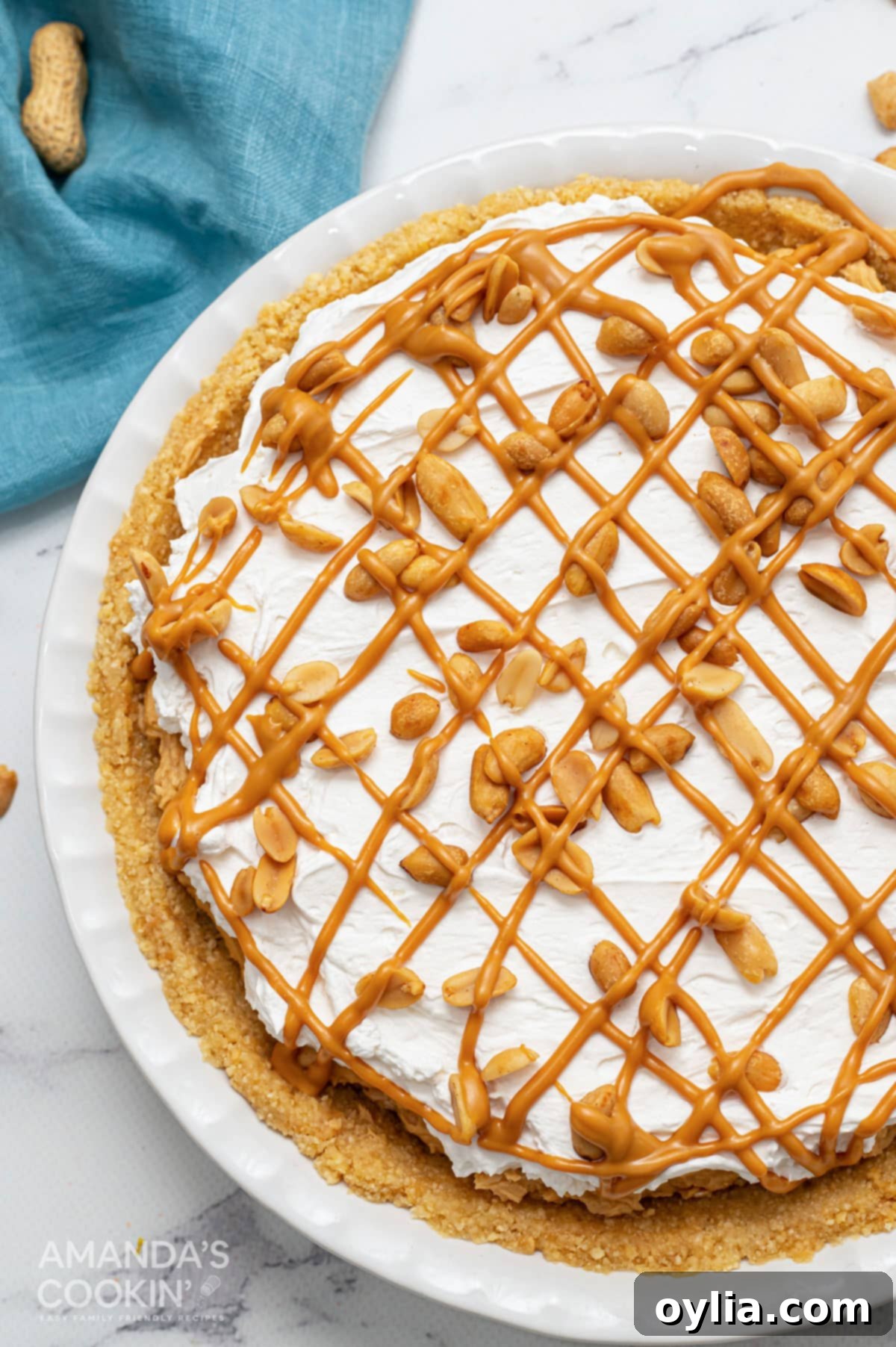 overhead photo of peanut butter pie