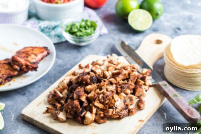 chopped chicken on a cutting board