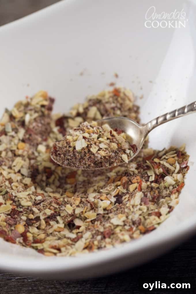 Homemade Taco Seasoning Mix on a spoon