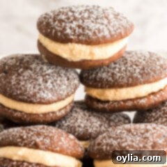 Spiced Mini Pumpkin Whoopie Pies 9 stacked pumpkin whoopie pies