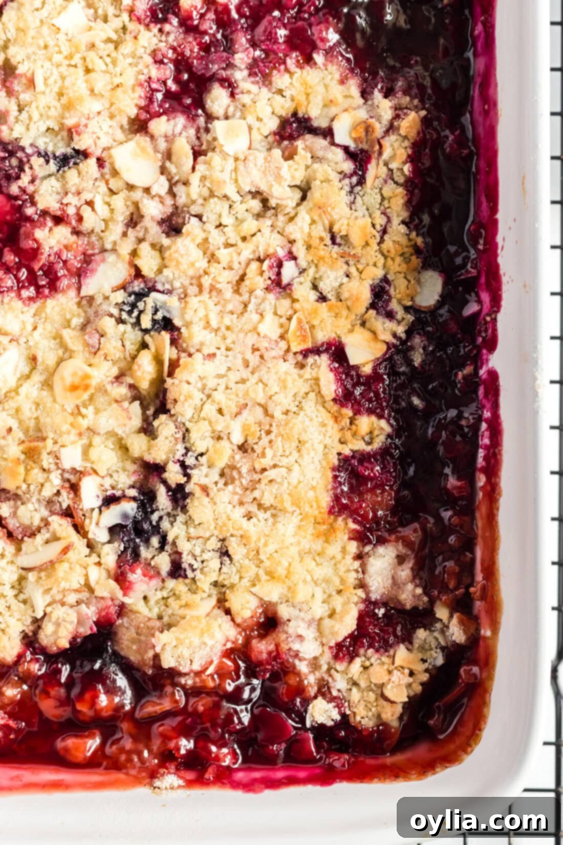Overhead photo of Prize Winning Rhubarb Crumble