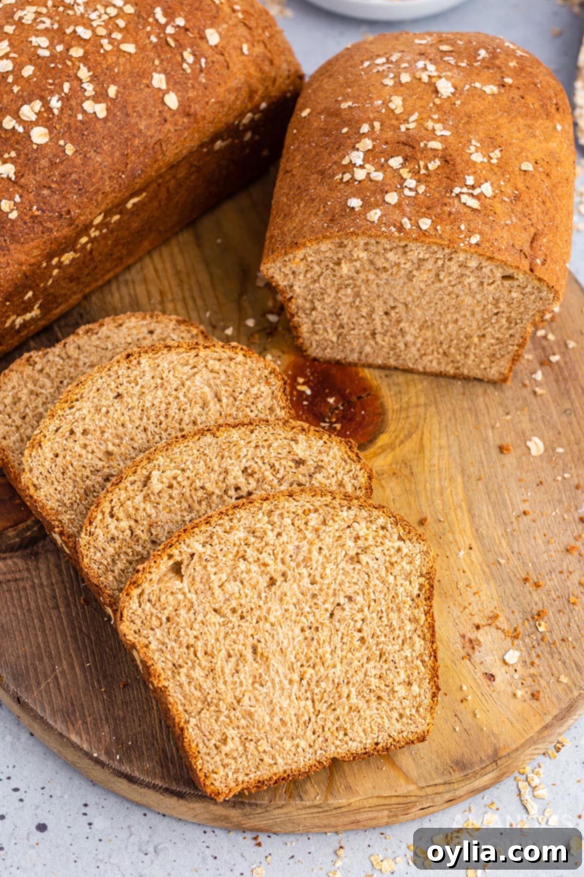 multigrain bread with slices on a wooden board