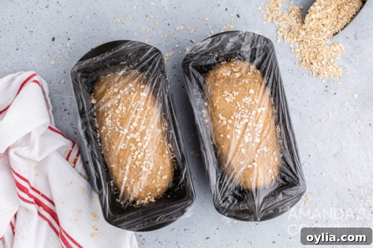 plastic wrap covered loaf pans