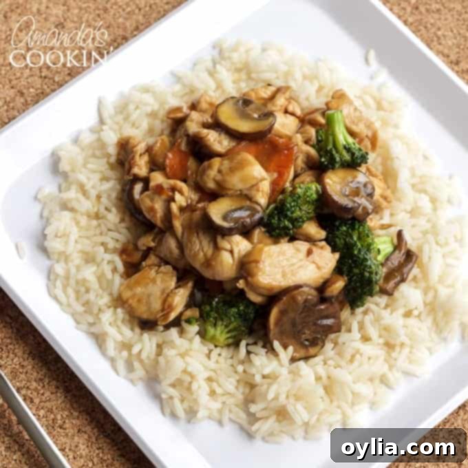 Moo Goo Gai Pan recipe with chicken, mushrooms, and broccoli