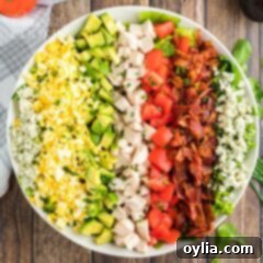 Cobb Salad with all ingredients layered beautifully