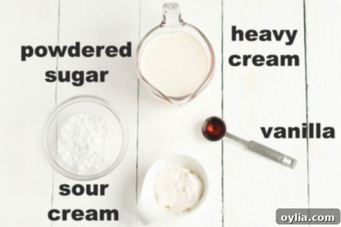 ingredients for whipped cream topping