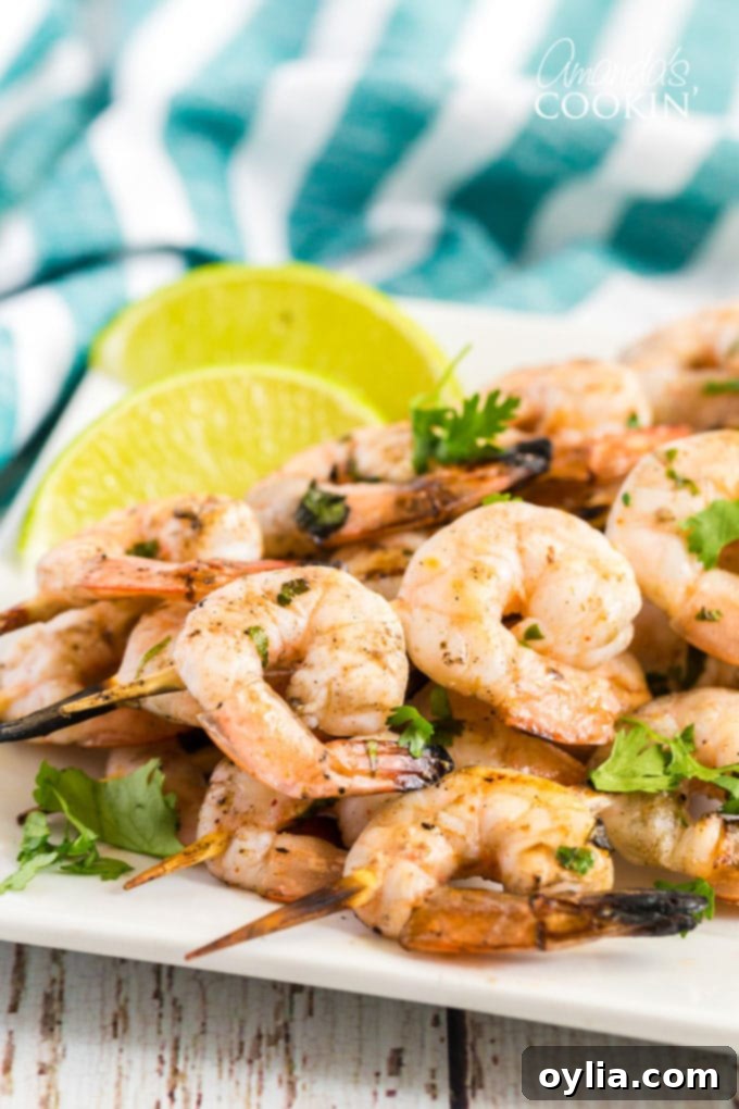 grilled shrimp on skewers