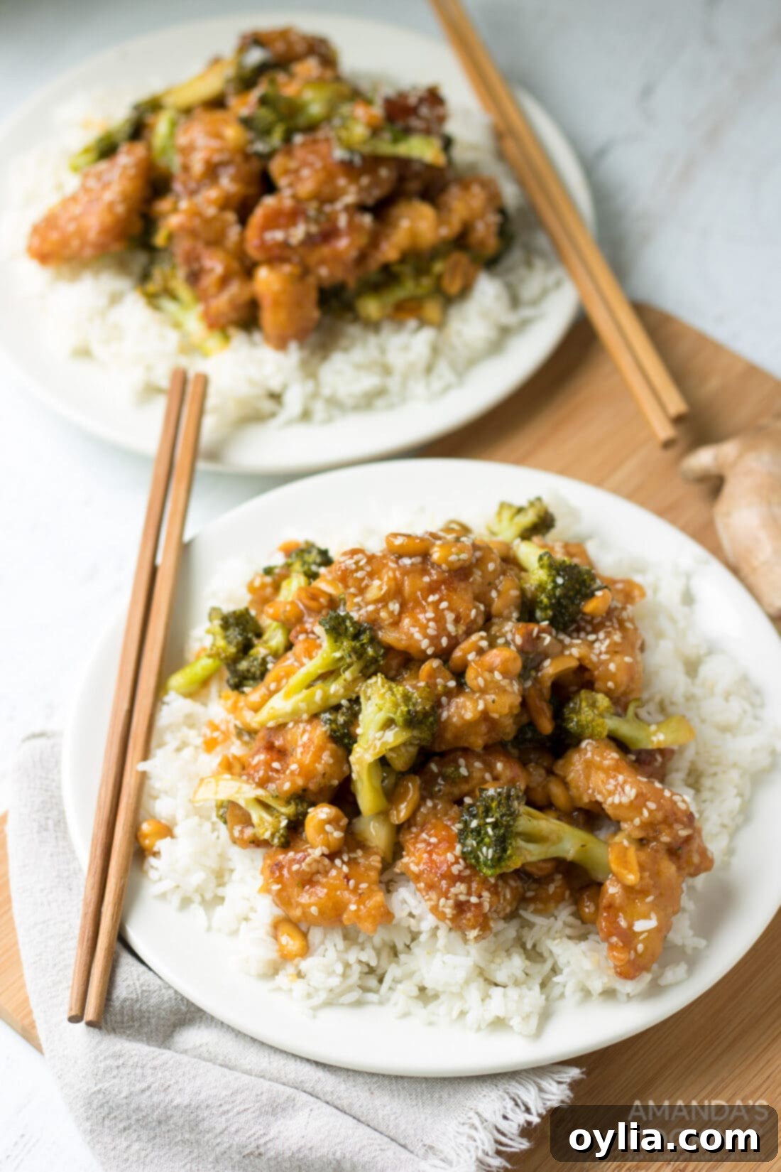 Crispy Sesame Chicken 6 plated homemade sesame chicken with rice