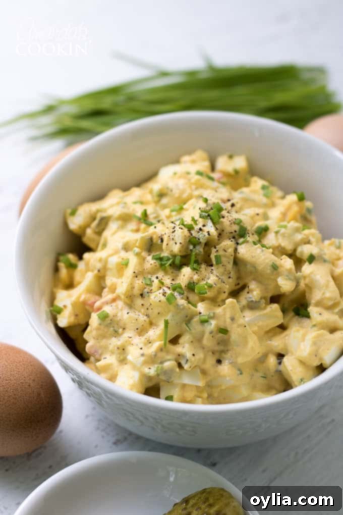 Creamy Egg Salad with Fresh Chives and a sprinkle of paprika