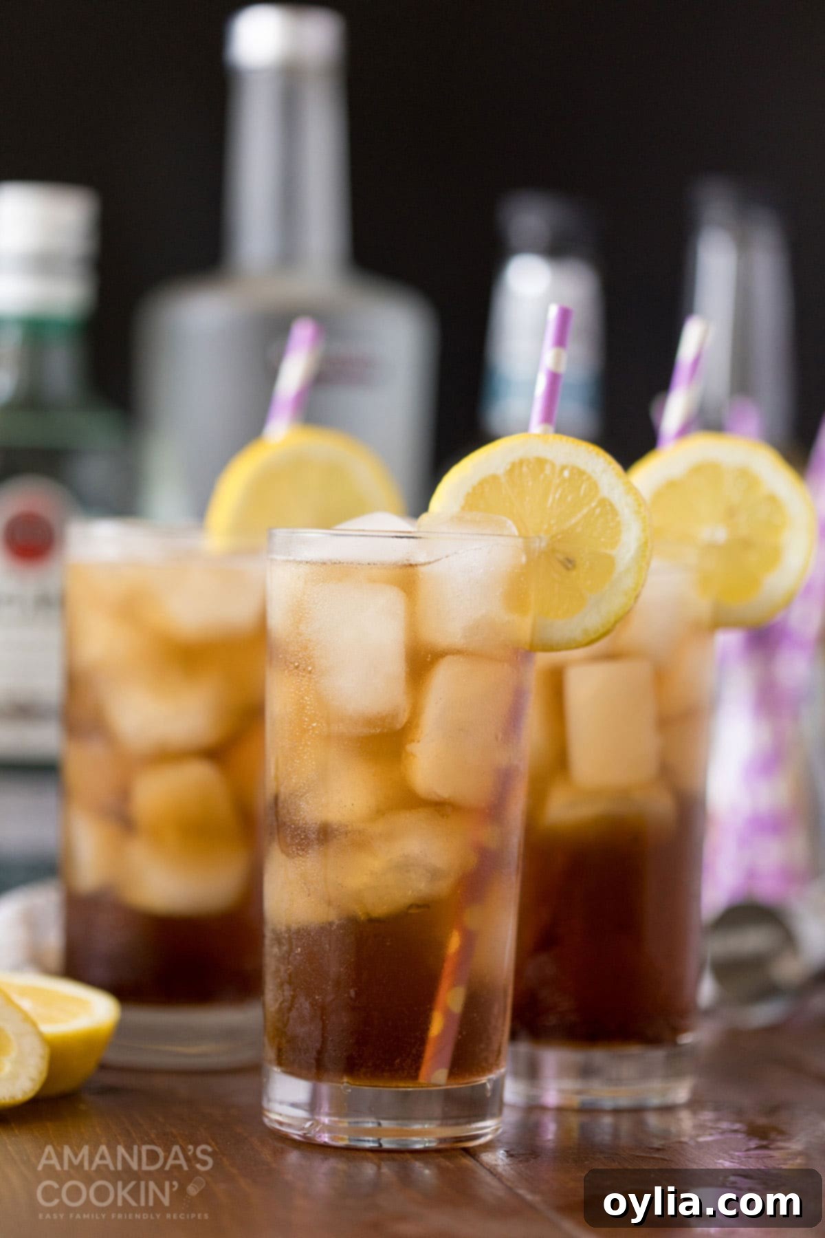 3 tall glasses of long island iced tea