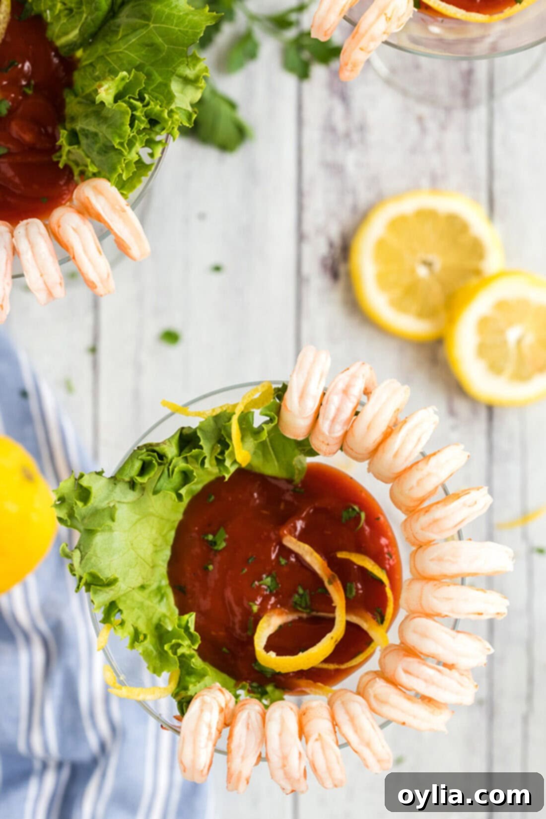 Overhead photo of a Shrimp Cocktail