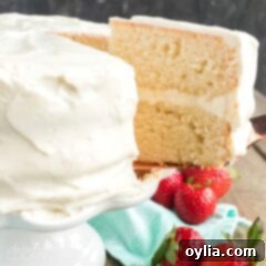 Timeless Vanilla Cake 11 slice of white cake being removed with spatula