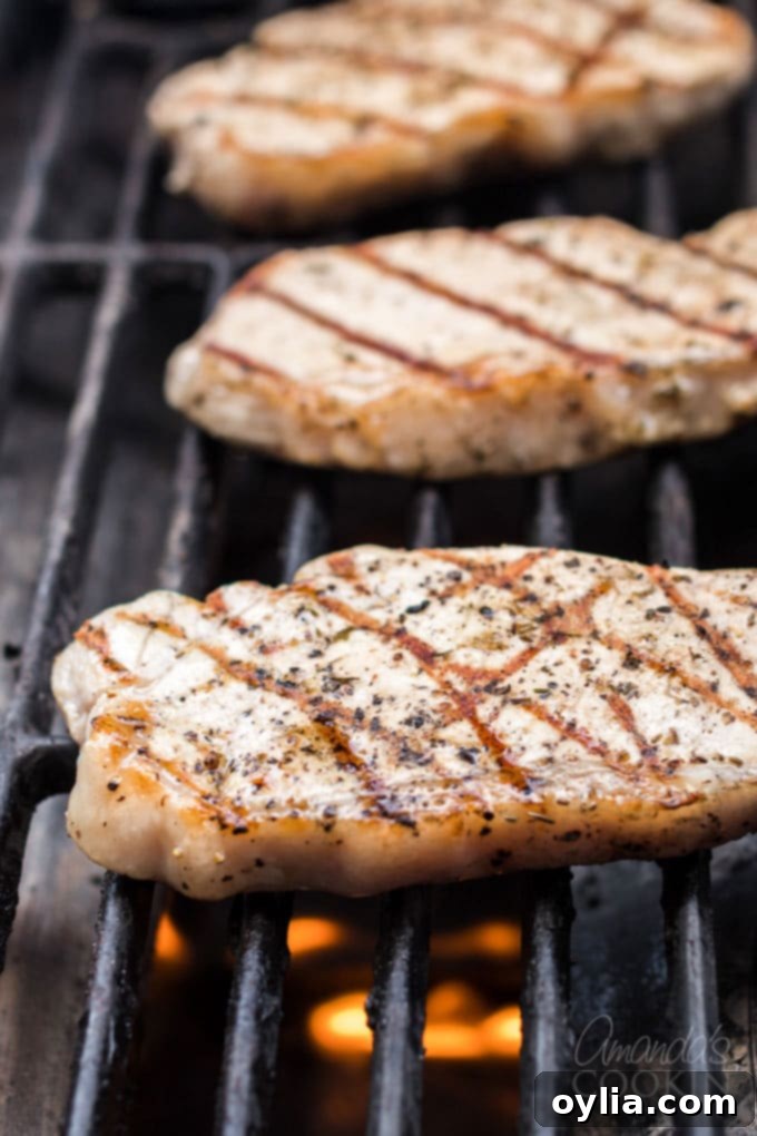 pork chops on the grill