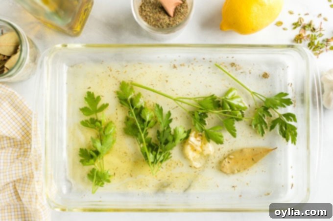 marinade ingredients in a pan