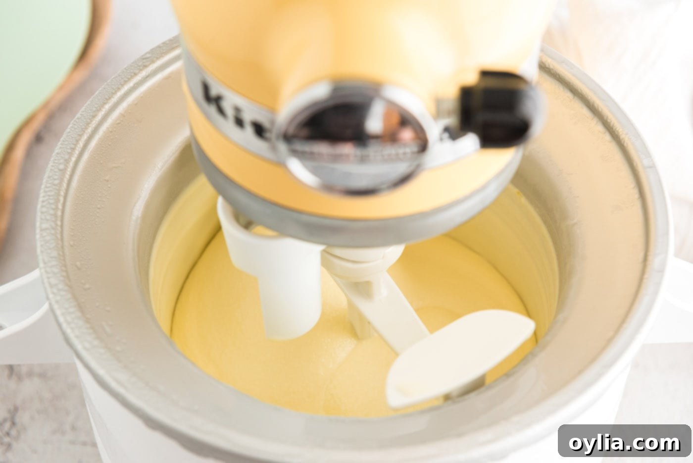Ice cream being mixed in an ice cream maker