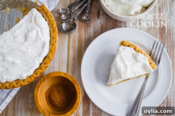 Close-up of a pumpkin pie slice on a plate