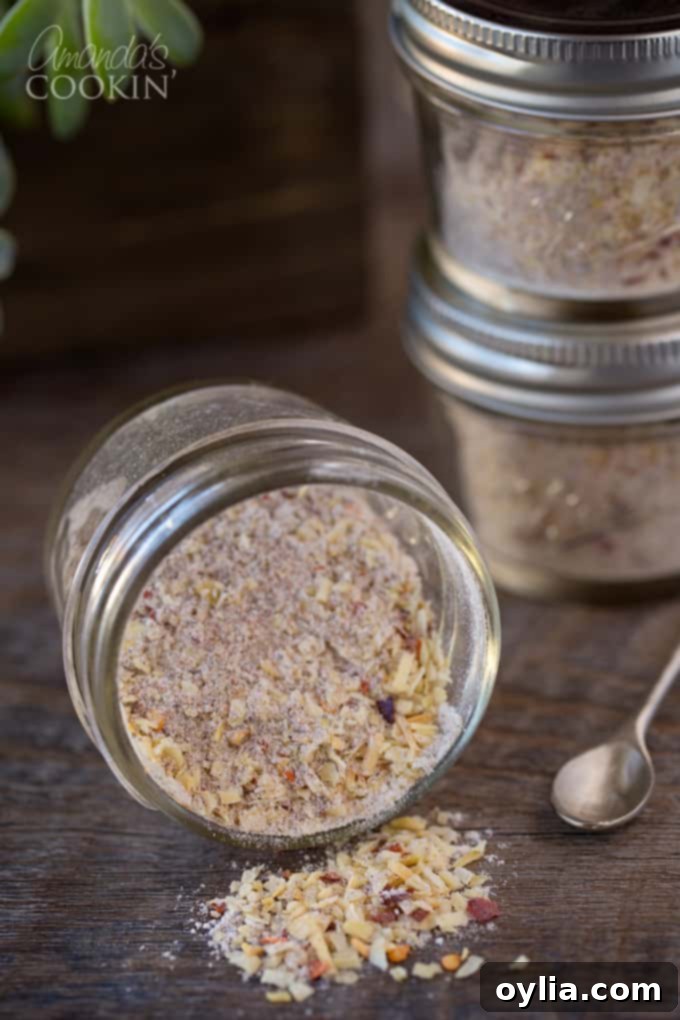 We love our homemade chili seasoning recipe stored in a jar