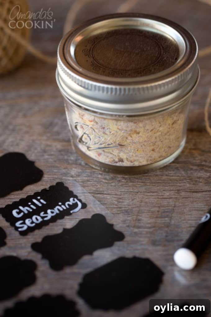 Homemade chili seasoning makes a great gift idea