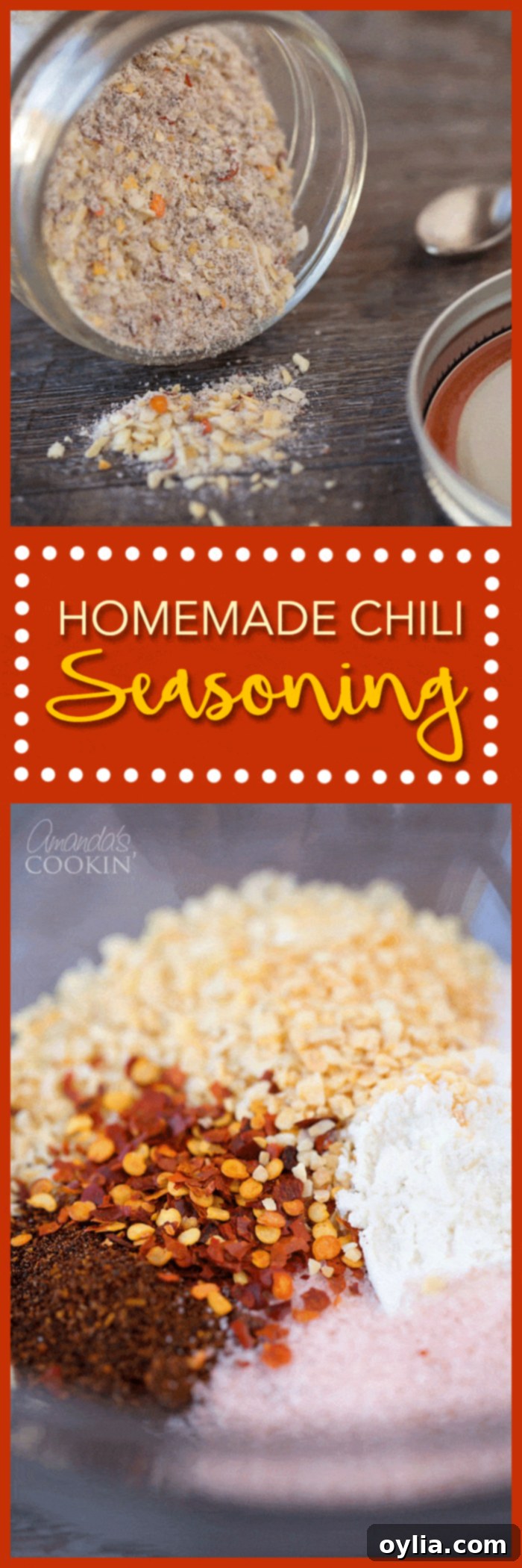 Craft Your Signature Chili Blend 10 Close up photos of homemade chili seasoning in various stages of preparation.